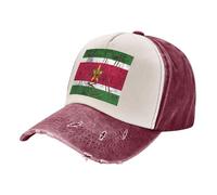 ZALXOZYL Cappello da papà retrò Streetwear con Visiera, in Denim Lavato con Stampa della Bandiera del Suriname, Regolabile in 100% Cotone, Unisex, per Abbigliamento Casual 5 One Size
