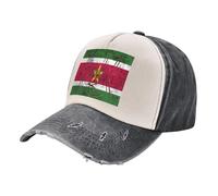 ZALXOZYL Cappello da papà retrò Streetwear con Visiera, in Denim Lavato con Stampa della Bandiera del Suriname, Regolabile in 100% Cotone, Unisex, per Abbigliamento Casual 3 One Size