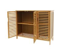 Zalydala Mobile sottolavabo, in bambù, 100 x 35 x 80 cm, con ante lamellari e ventilazione, per soggiorno e camera da letto (grandi armadi a tre porte)