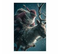 ZAMAEIU Arte murale Natalizia su Tela Cavalcata sulle renne Decorazione del Soggiorno, Regali di Capodanno, Natalizie, Natalizi, Decorazioni murali na(blu116)-20x30cm Non incorniciato