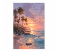 ZAMAEIU Canvas Quadri Palme da cocco che accompagnano le spiagge Paesaggio Naturale, Moderni Stampe Soggiorno Camera Letto appartamento Poster PareteDecorazione(blu119)-80x120cm Non incorniciato