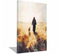 ZAMAEIU da parete su tela di Gesù Guidando il cane nella natura selvaggia Stampa artistica,Dipinto cristiano per camera da letto, soggiorno, ufficio, cucina corridoio(bianco)-80x120cm Incorniciato