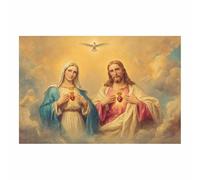 ZAMAEIU da parete su tela di Gesù Il Santo con i Santi Stampa artistica,Dipinto cristiano per camera da letto, soggiorno, ufficio, cucina corridoio(marrone70)-80x120cm Non incorniciato