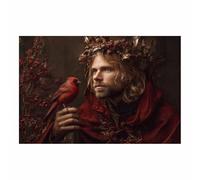 ZAMAEIU da parete su tela di Gesù Santi uccelli da compagnia Stampa artistica,Dipinto cristiano per camera da letto, soggiorno, ufficio, cucina corridoio(rosso55)-30x50cm Non incorniciato