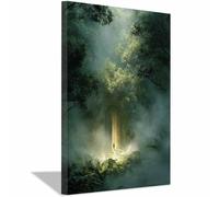 ZAMAEIU Decorazione murale Halloween Porta dei Regni Segreti spettrale decorazione moderna da appendere poster artistico, corazione domestica(blackish green200)-80x120cm Incorniciato