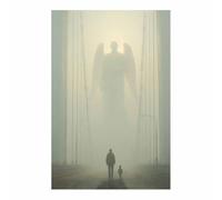 ZAMAEIU dipinto su tela minimalista, Ombre alate nella nebbia, quadro arte murale, Quadri Moderni,per soggiorno, casa, ufficio, appartamento decorazione(beige)-50x70cm Non incorniciato