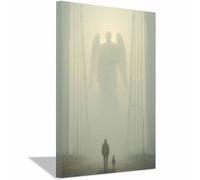 ZAMAEIU dipinto su tela minimalista, Ombre alate nella nebbia, quadro arte murale, Quadri Moderni,per soggiorno, casa, ufficio, appartamento decorazione(beige)-30x50cm Incorniciato