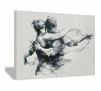 ZAMAEIU dipinto su tela minimalista quadro astratto le danze dell'inchiostro arte murale,Quadri Moderni,per soggiorno, casa, ufficio, appartamento decorazione(bianco e nero22)-30x50cm Incorniciato