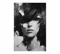 ZAMAEIU Generico Carta da Parati Moderna Volto umano dipinto Schizzo In Bianco E Nero Fotomurali Moda, Adatto per camera da letto,soggiorno ecc(In bianco e nero)-60x90cm Non incorniciato