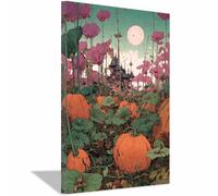 ZAMAEIU Halloween Quadro su Tela Terra dei Segreti di Zucca Quadri Moderni Stampe Soggiorno Camera Letto appartamento Poster Parete Immagine Decorazione(verde21)-50x70cm Incorniciato