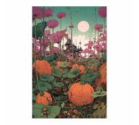ZAMAEIU Halloween Quadro su Tela Terra dei Segreti di Zucca Quadri Moderni Stampe Soggiorno Camera Letto appartamento Poster Parete Immagine Decorazione(verde21)-50x70cm Non incorniciato