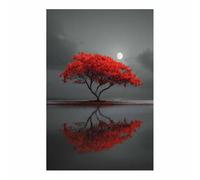 ZAMAEIU Moderna In Bianco E Nero Fotomurali Alberi riflessi dalla luce della luna Moda alla moda Decorazione,Design Cameretta Carta per Pareti Soggiorn(In bianco e nero)-80x120cm Non incorniciato