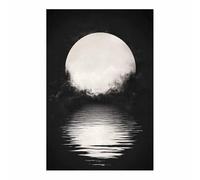 ZAMAEIU Moderna In Bianco E Nero Fotomurali Luna riflessa nell'acqua Moda alla moda Decorazione da Muro,Design Cameretta Carta ufficio per Pareti Soggiorn(In bianco e nero)-60x90cm Non incorniciato
