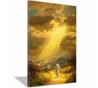 ZAMAEIU parete in tela motivo di Gesù In mezzo al viaggio Quadri Dio Poster Cattolico Artwork,per ufficio, camera da letto Parete della Camera(giallo)-30x50cm Incorniciato