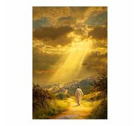 ZAMAEIU parete in tela motivo di Gesù In mezzo al viaggio Quadri Dio Poster Cattolico Artwork,per ufficio, camera da letto Parete della Camera(giallo)-30x50cm Non incorniciato