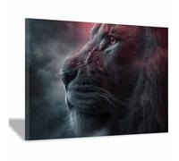 ZAMAEIU Pittura Di Animali, Muso di leone scuro, moderno astratto arte da parete fauna poster e stampe per casa ufficio cucina decorazione(nero)-80x120cm Incorniciato