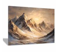 ZAMAEIU Poster e stampe a stratta moderne Neve che brilla sulla montagna quadri da parete, Moderno Grafica,per Soggiorno Camera da letto Arredamento per la casa(bianco178)-60x90cm Incorniciato