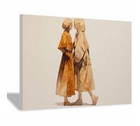 ZAMAEIU Quadro Astratto Moderno Due persone camminano insieme Decorazioni da Parete Pittura Immagini Decori opera d'arte da parete per casa soggiorno camera la casa(marrone184)-30x50cm Incorniciato