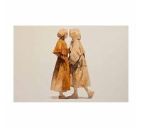 ZAMAEIU Quadro Astratto Moderno Due persone camminano insieme Decorazioni da Parete Pittura Immagini Decori opera d'arte da parete per casa soggiorno(marrone184)-20x30cm Non incorniciato