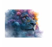 ZAMAEIU Quadro su tela Leoni avvolti nella nebbia Forma Semplice Arte della Parete E Stampe Poster Moderni, per soggiorno, camera da letto corridoio(blu)-50x70cm Non incorniciato