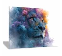 ZAMAEIU Quadro su tela Leoni avvolti nella nebbia Forma Semplice Arte della Parete E Stampe Poster Moderni, per soggiorno, camera da letto corridoio(blu)-30x50cm Incorniciato