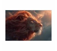 ZAMAEIU Quadro su tela Leoni che affrontano il vento Forma Semplice Arte della Parete E Stampe Poster Moderni, per soggiorno, camera da letto corridoio(arancione)-60x90cm Non incorniciato