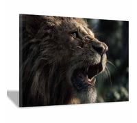 ZAMAEIU Quadro su tela Leoni che mostrano le zanne Forma Semplice Arte della Parete E Stampe Poster Moderni, per soggiorno, camera da letto corridoio(marrone)-30x50cm Incorniciato