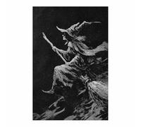 ZAMAEIU Quadro su tela Volo notturno delle streghe Halloween Arte della Parete E Stampe Poster Moderni, per soggiorno, camera da letto corridoio(bianco e nero117)-80x120cm Non incorniciato