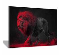 ZAMAEIU Stampa su tela con leone, Leoni dalla Criniera Rossa, Stampe da Parete Poster da Parete Foto per casa, soggiorno, camera da letto Corridoio(rosso)-80x120cm Incorniciato