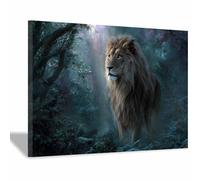 ZAMAEIU Stampa su tela con leone, L'ombra del leone nella foresta, Stampe da Parete Poster da Parete Foto per casa, soggiorno, camera da letto Corridoio(marrone)-20x30cm Incorniciato