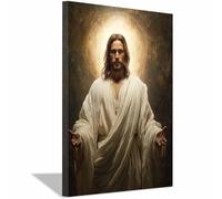 ZAMAEIU Stampa su tela Il Signore che manifesta la santità con immagine di Gesù immagine decorativa da parete, poster nordico, per soggiornoCamera da letto Corridoio(bianco)-80x120cm Incorniciato