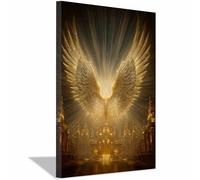ZAMAEIU Wings Canvas Painting, Ali Sacre, Città Brillante, Art HD Print Poster Su Immagini for Living Room Corridoio dell'appartamento Home Decoration(dorato)-60x90cm Incorniciato