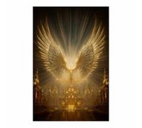 ZAMAEIU Wings Canvas Painting, Ali Sacre, Città Brillante, Art HD Print Poster Su Immagini for Living Room Corridoio dell'appartamento Home Decoration(dorato)-20x30cm Non incorniciato