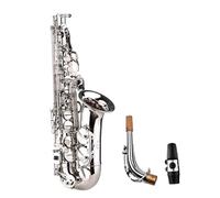 ZAMASS Set Sassofono con Sassofono in Ottone con Motivo Intagliato sulla Superficie in EB Be Contralto E Flat Squisito con Guanti, Spazzolini in Tessuto Cinghie(Silver)