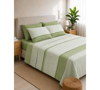 Zambaiti Completo Lenzuola Matrimoniale 100% Cotone Made in Italy, Set Letto Matrimoniale con Lenzuolo Sopra 240x300 cm, Sotto con Angoli 180x200+27 cm e 2 Federe 52x82 cm Art. SWITCH (VERDE)