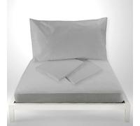 Zambaiti Set Lenzuola Matrimoniale Sugar Tinta Unita - Completo Letto Due Piazze in 100% Cotone - 4 Pezzi (GHIACCIO)