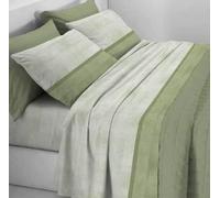 Zambaiti Tessitura Completo Lenzuola Matrimoniale Flanella Fantasia + 1 LAVETTE ZUCCHI OMAGGIO | Sopra 240x300 cm, Sotto con Angoli 180x200 cm, 2 Federe 52x82 cm | Antipilling Art. Sogno (VERDE)