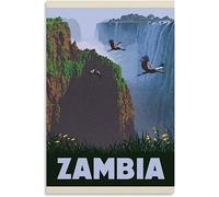 Zambia Africa Art Print Vintage Viaggio Poster Retro Wall Art Tela Poster Casa Decorazione Camera Decorazione Non incorniciato 50x75cm