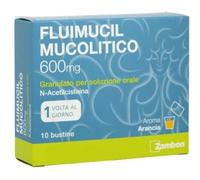 Zambon Company - Fluimucil Mucolitico 600 mg - Farmaco Fluidificante 10 Bustine Aroma Arancia
