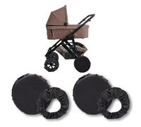 Zamboo Copriruota Passeggino Set 4 Coperture - Nero | Copriruote impermeabili per buggy e carrozzina | proteggono auto e casa da sporco su ruote