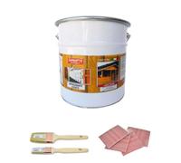 ZAMBOTTO VERNICI KIT carta e pennelli + Impregnante cerato a solvente per legno interni ed esterni in varie colorazioni FORMATO 1 LITRO (107 - Teck)