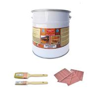 ZAMBOTTO VERNICI KIT carta e pennelli + Impregnante cerato all'acqua per legno interni ed esterni in varie colorazioni FORMATO 0,75 LITRI (211 - Rovere Chiaro)