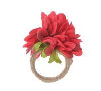 Zambuph 6 Pezzi Portatovaglioli Fiore Artificiale Lino Riutilizzabile Hotel Ristorante Cerimonia di Nozze Decorativo Titolare Decor, Rosso