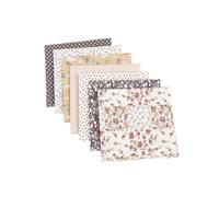 Zambuph 7 pezzi trapuntatura quadrata fatta a mano in tessuto di puro cotone in stile misto forniture per la casa artigianato di stoffa con stampa floreale, Colore caffè/50 * 50 cm
