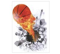 Zambuph Adesivo da parete con effetto visivo 3D con motivi chiari per gli adesivi murali della stanza della gioventù Decorazione decorazione casa di pallacanestro in PVC