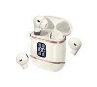 Zambuph Auricolare Bluetooth con display digitale a LED, auricolare Bluetooth ad fedeltà, a lunga durata per chiamate telefoniche con batteria, Oro rosa