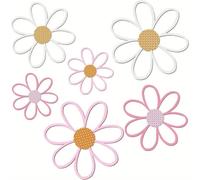 Zambuph Bellissimo fiore S per auto Decorazione da parete bianca per auto carina Splendido set di 6 decorazioni da parete con margherite per illuminare