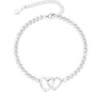 Zambuph Braccialetti in argento con perline pregiate, braccialetti in | inossidabile, regali unici per amici che partono, con nodo d'amore