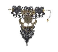 Zambuph Braccialetto in pizzo Steampunk Per unico, gioiello con ciondolo gotico per donna, adatto per Halloween e feste, accessorio da polso, braccialetto in pizzo con ciondolo