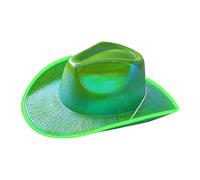 Zambuph Cappello da cowboy olografico Per unico per spettacoli e decorazioni nuziali, elegante e divertente per tutti i partecipanti, adatto per la spiaggia o le vacanze. I, Verde, 38x32x12 cm